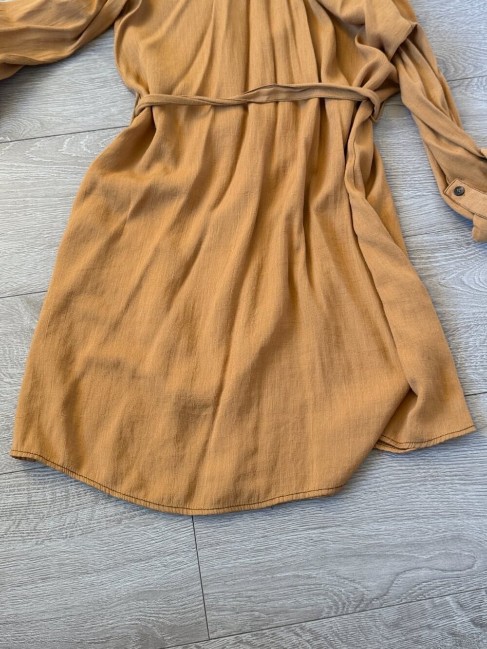 Day to Day Blu Pepper tan/brown Button Front Belted Shirt Dress Size S - Picture 7 of 9